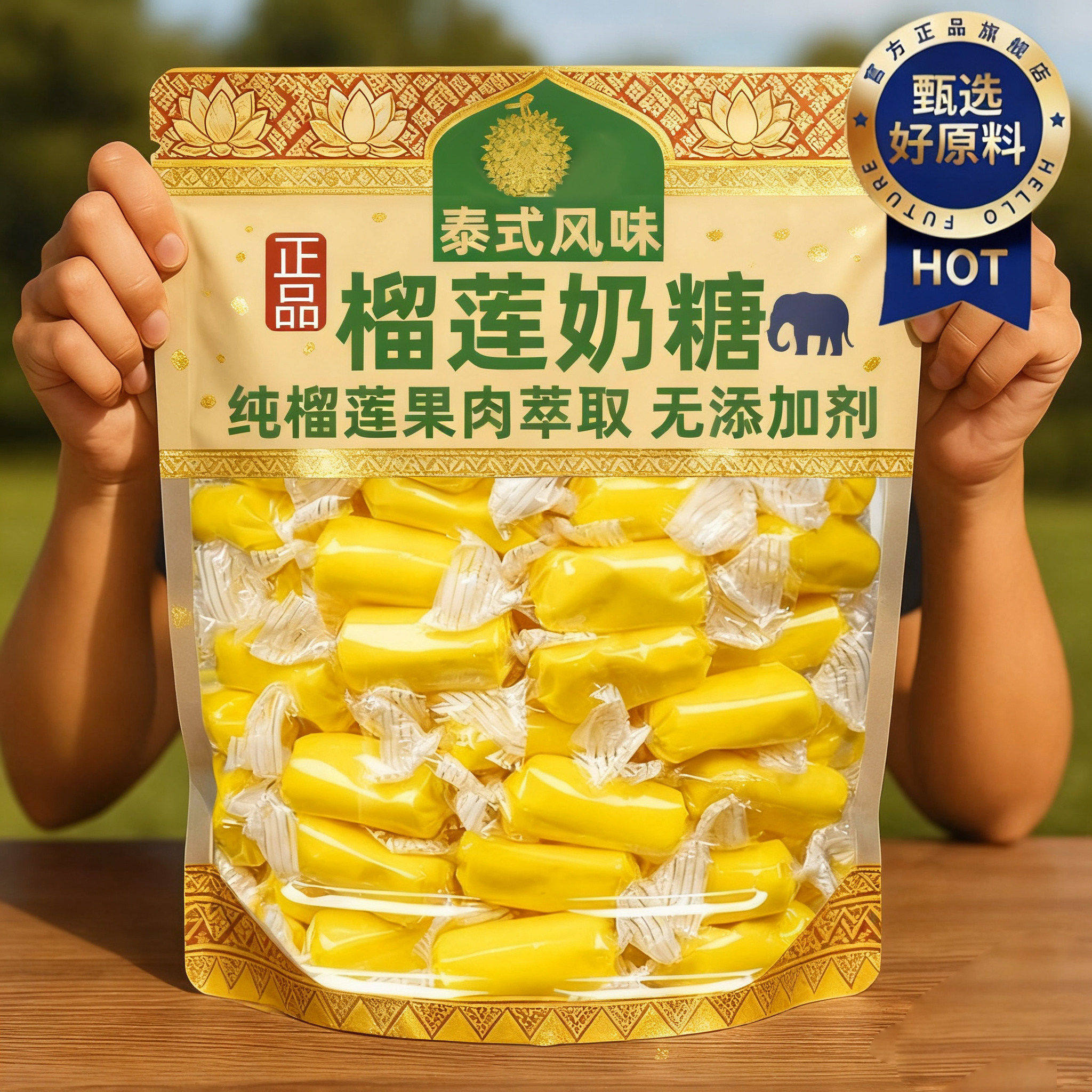 央妈推荐泰国原装进口榴莲糖软糖官方旗舰店0添加剂年货休闲零食