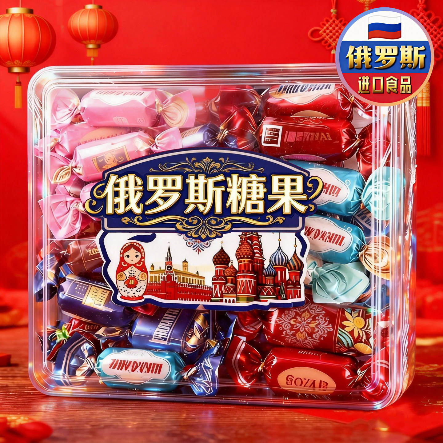 高端进口！俄罗斯原装进口糖果官方旗舰店混合糖果礼盒巧克力年货
