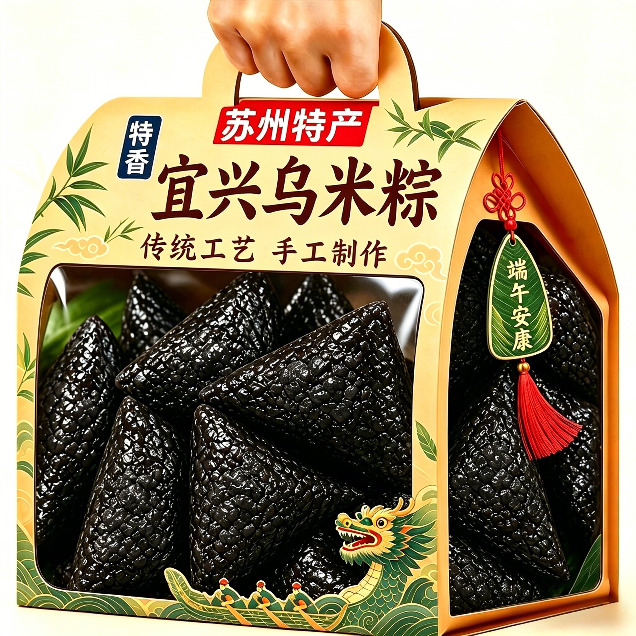 品质推荐！宜兴乌米粽子豆沙蜜枣鲜肉粽江苏特产端午节纯手工早餐