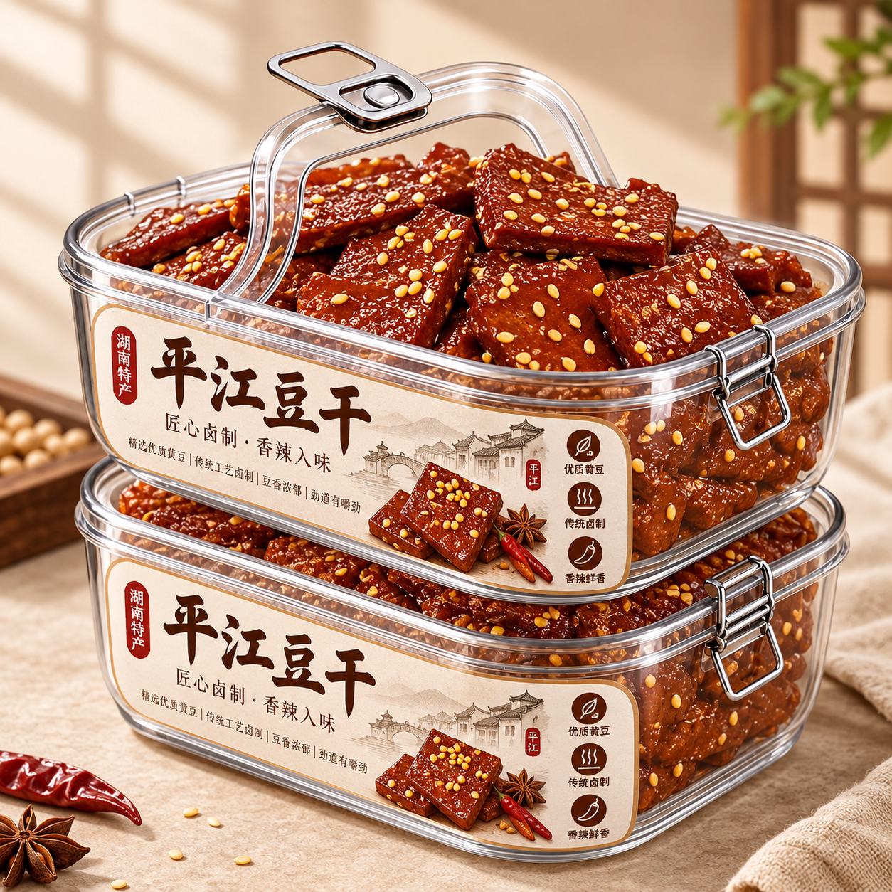 平江豆干湖南特产小包装散装香辣小零食老卤长寿酱干柴火薄香干子