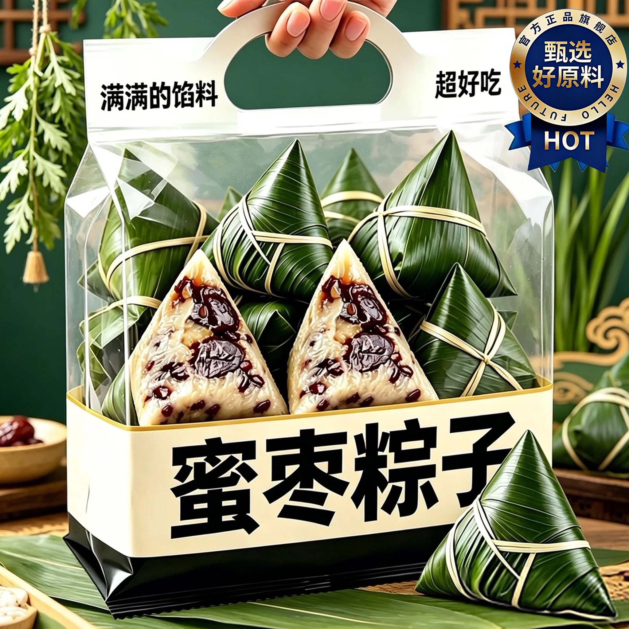 蜜枣粽子甜粽嘉兴粽子新鲜粽子豆沙红豆糯米红枣粽端午节粽子批发