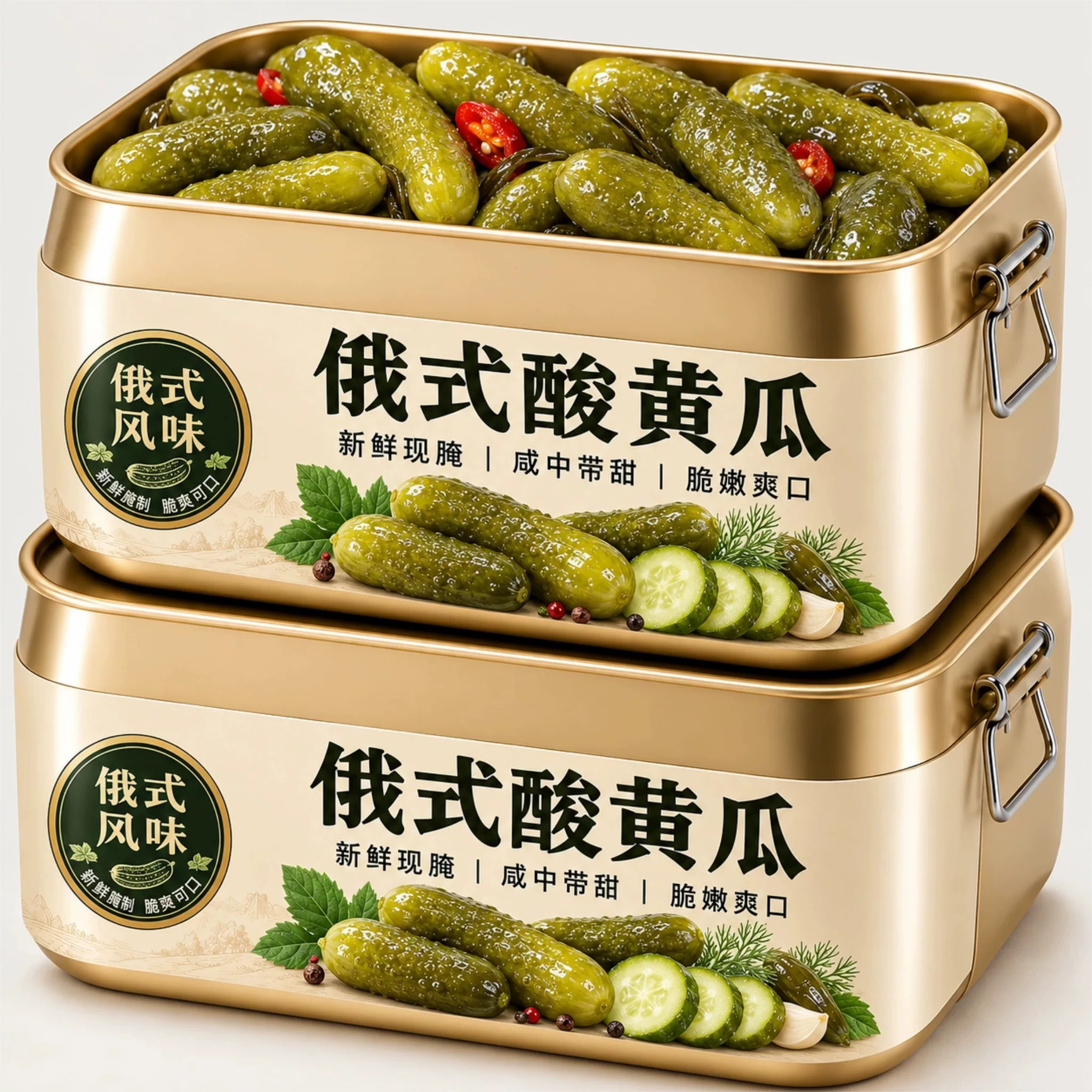酸黄瓜喀秋莎俄式酸黄瓜腌制小青瓜俄罗斯乳黄瓜汉堡沙拉下饭配菜