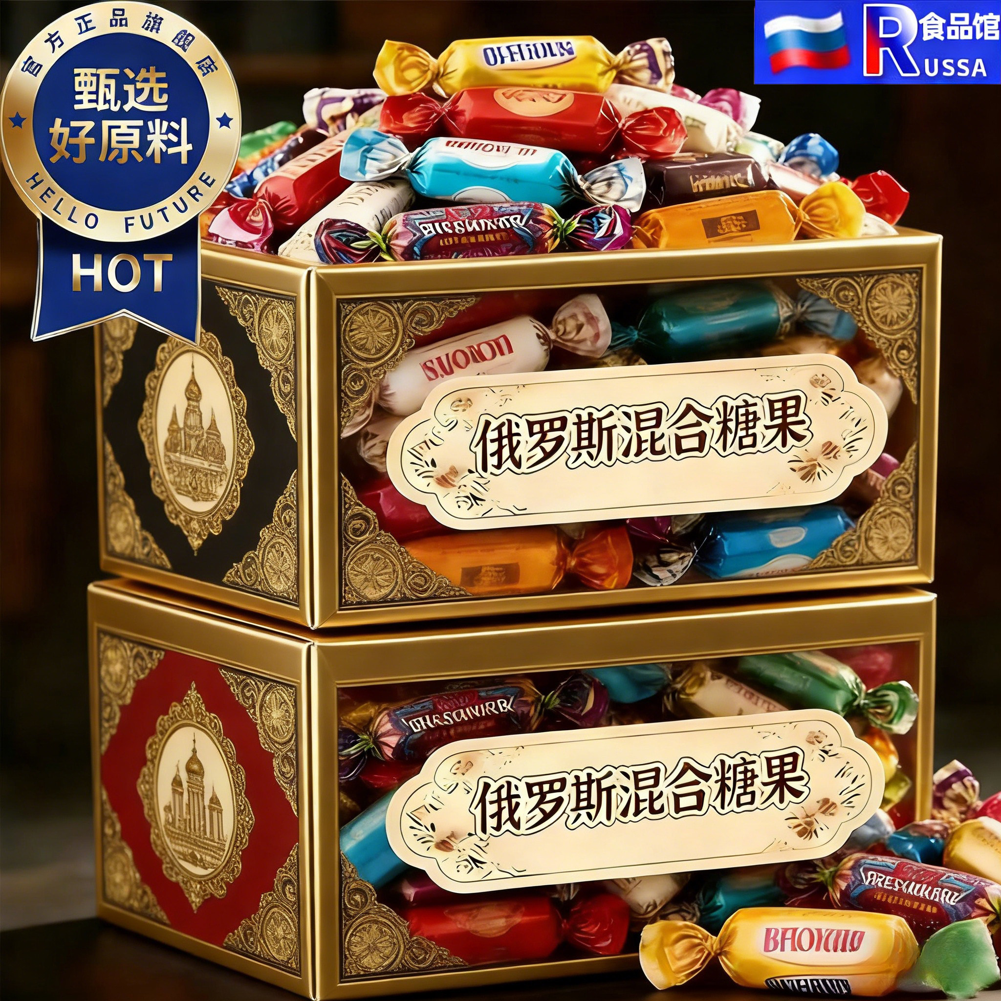 俄罗斯巧克力糖果原装进口官方旗舰店混合进口过节喜糖高端年货
