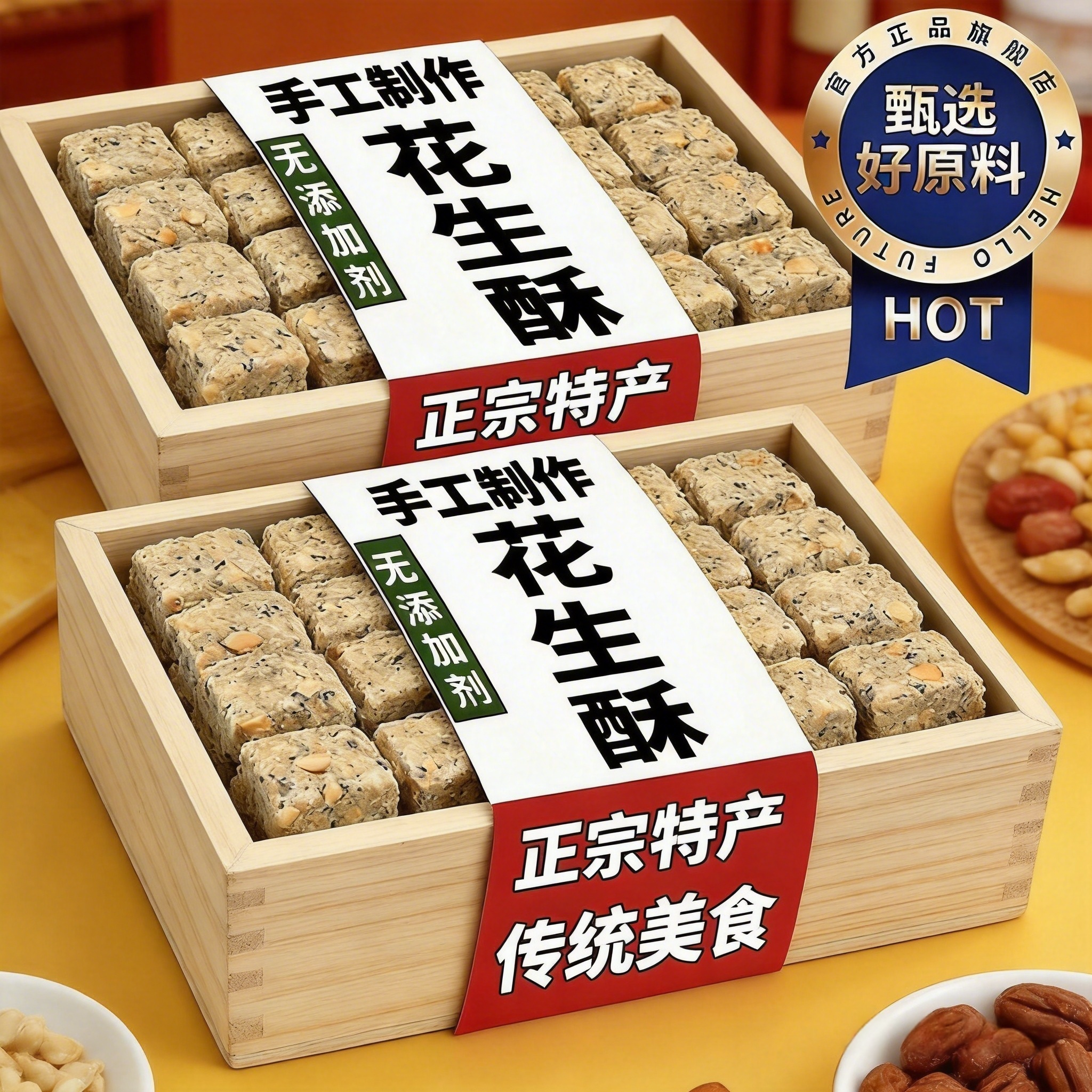 央妈推荐安徽正宗老式木锤花生酥糖官方旗舰店手工制作传统无添加