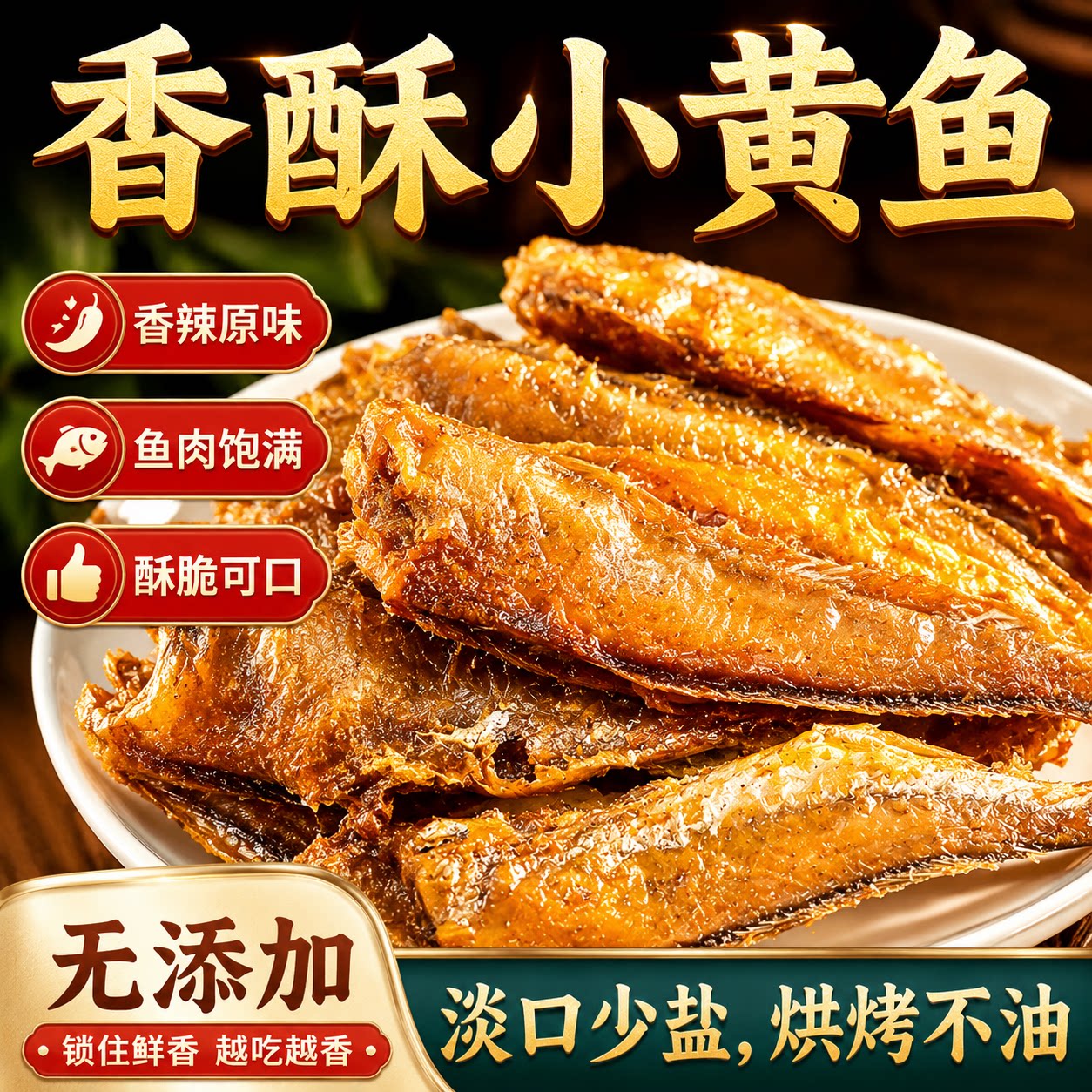 香酥小黄鱼开袋即食黄鱼酥青岛特产小鱼干海味熟零食非油炸旗舰店