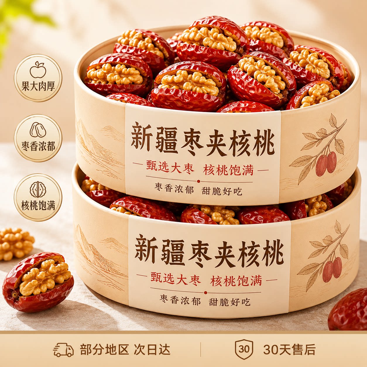 枣夹核桃仁独立小包装新疆特产灰枣红枣官方旗舰店去核无核孕妇