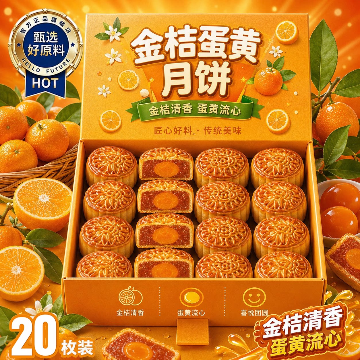 正宗广式金桔蛋黄月饼官方旗舰店手工传统无添加糕点中秋月饼送礼