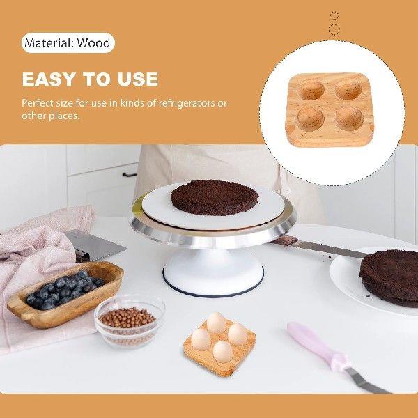 Refrigerator Egg Holder Countertop Wooden Tray Storage