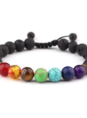 Natural Stone Orchid Turquoise Beaded Brlet Volcanic Stone J