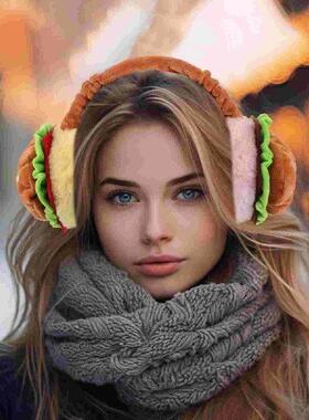 Funny Hamburger Ear Warmer Muffs Foldable Thermal Ear Cover