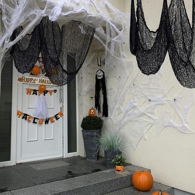 4m Giant Spider Web Halloween Black Creepy Gauze Cloth for H