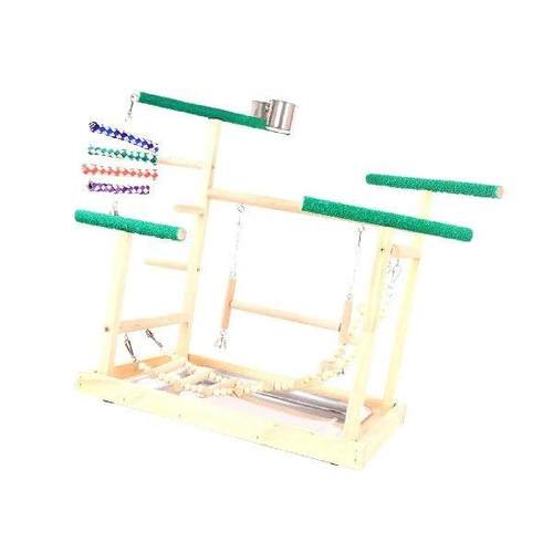Parrot Playground Parakeet Playpen Ladder Wooden Play Stand