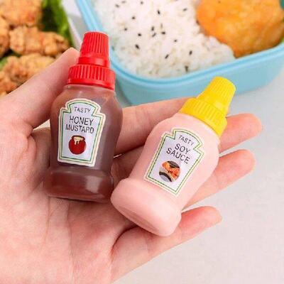 2pcs Mini Seasoning Sauce Bottle Portable Tomato Ketchup