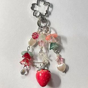 keychain y2k coquettish Cute lily bow fairytale strawberry
