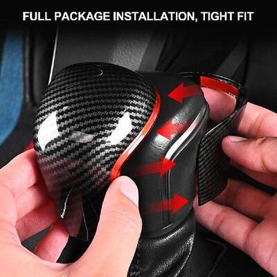 2Pcs Car Gear Shift Cover Knob Trim Lever Stick Head Carbon