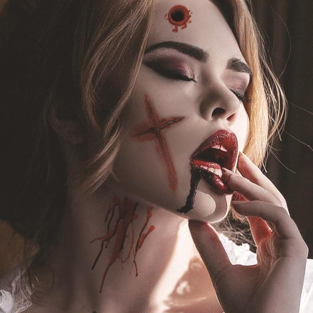 2pcs Halloween tattoo blood disposable waterproof sticker