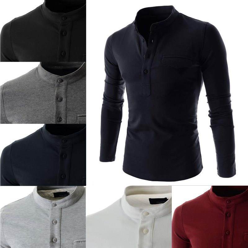 Men long sleeve t-shirt man casual slim cotton polo shirts