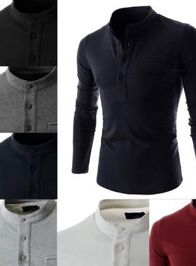 Men long sleeve t-shirt man casual slim cotton polo shirts