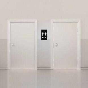 Acrylic Sign Toilet Door Printed Male and Female Pointing
