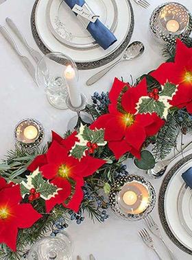 Poettia Christmas Flowers Garland String Lights Xmas Tree Or