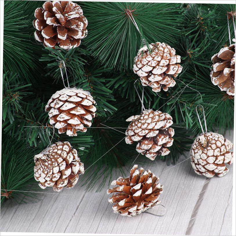 Christmas decoration white edge natural pine tree pendant