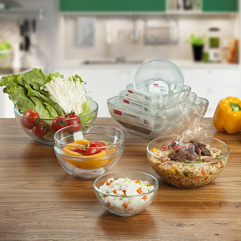Tempered glass transparent salad bowl square tableware