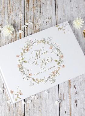 Wedding Guestbook Flowers White 38 Sheets Personalized Guest