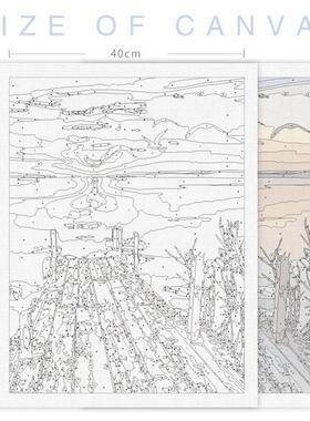 Paintings By Number Kit Landscape Town Paint Canvas Picture