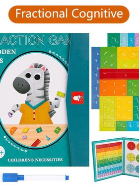 Children Magnetic Fraction Learning Math Toys Wooden Fractio