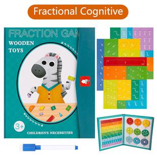 Learning Fraction Magnetic Fractio Toys Wooden Math Children