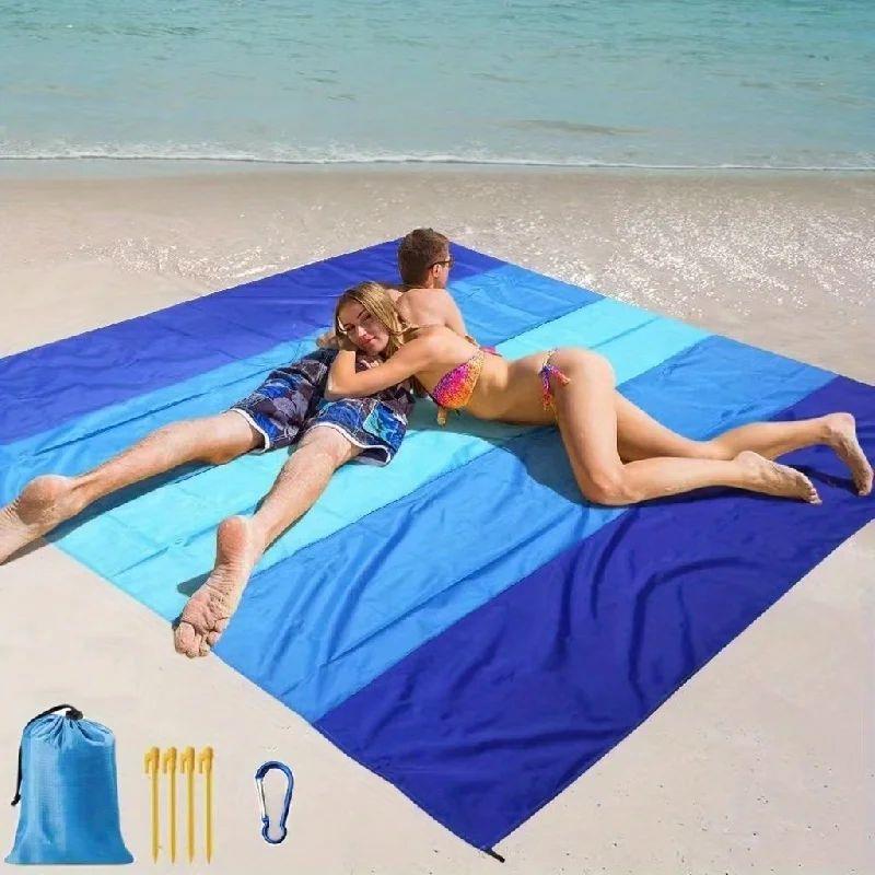 1pc Oversized Waterproof Beach Blanket for 4-7 Adults - Quic