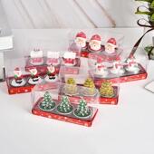 Set Tree Christmas Santa 3Pcs Xmas Candles Snowman Paraffin