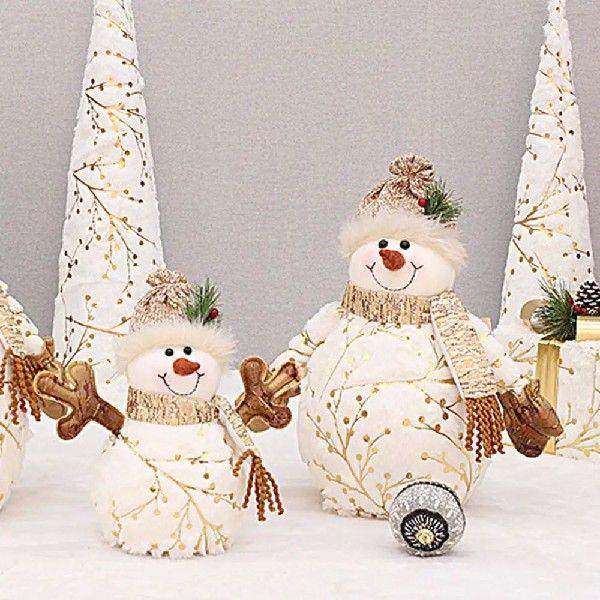 Creative Lovely Bronzing Short Plush Snowman Stuffed Toy