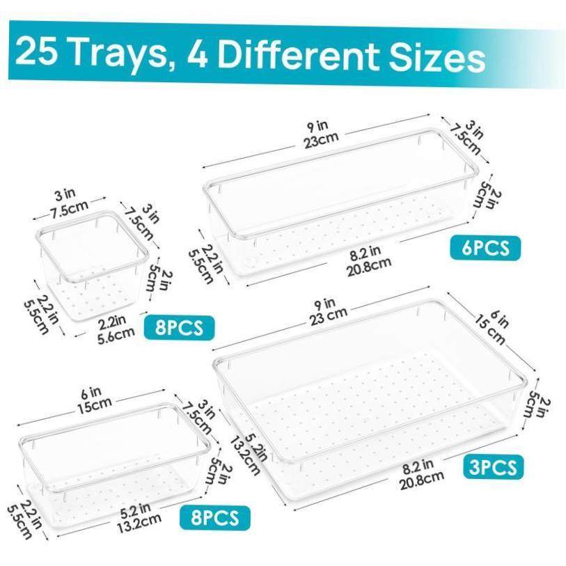 25pcs Plastic storage box set Cubes Drawer Organizer Makeup