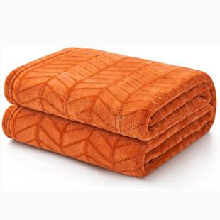 Soft Brushed Flannel Throw Blanket Burnt Orange Fleece Blank
