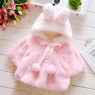 Cute Rabbit Girls Girl Coat Princess Clothes Plush Baby Ears