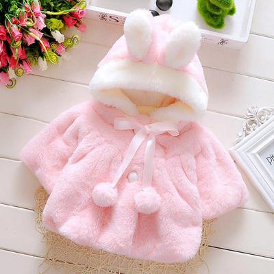 Baby Girl Clothes Cute Rabbit Ears Plush Princess Girls Coat