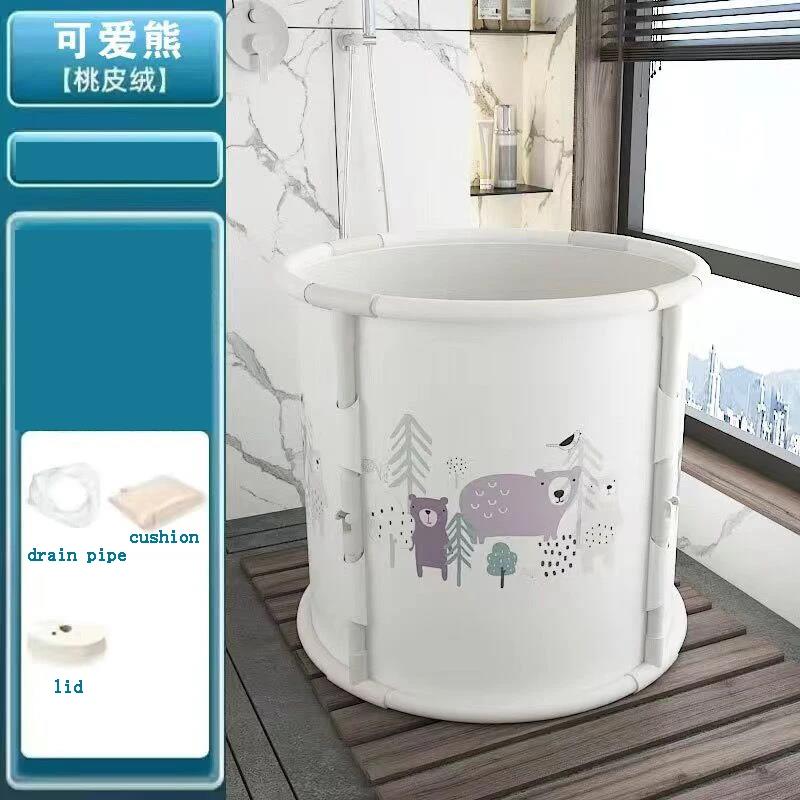 Foldable Bathtub Round Portable Plastic SPA Bucket Bathroom