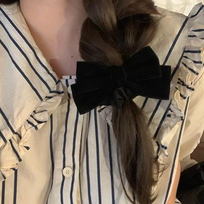 Black Velvet Bow Simple Elegant Tie Hair Women