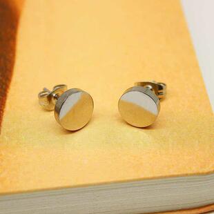 316L stainless steel round cake earrings titanium steel plat