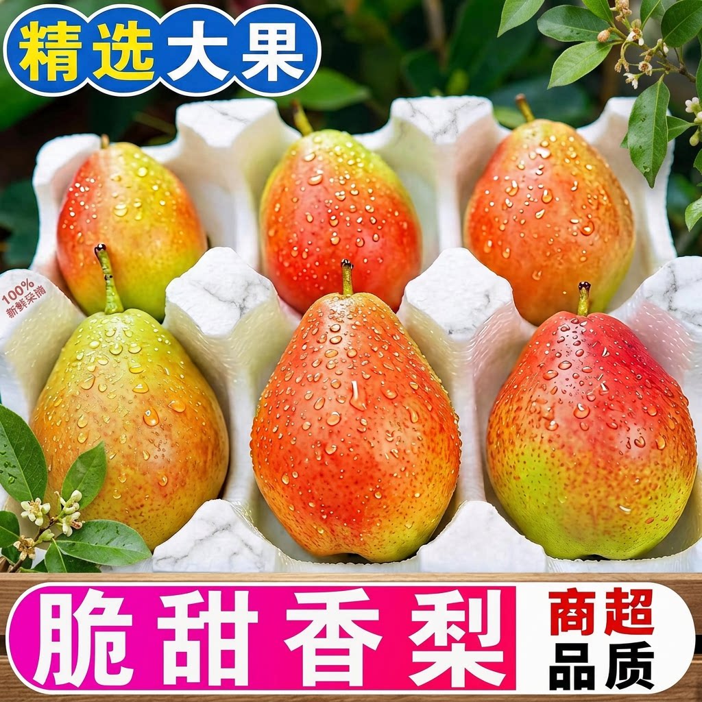 正宗红香酥梨头茬当季现摘香梨青皮梨子脆甜特产新鲜水果整箱包邮