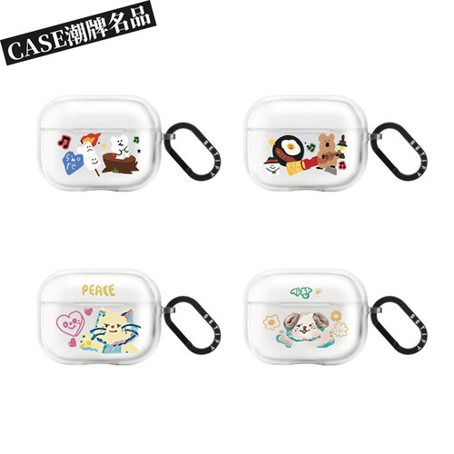 CASE柿子熊猫咪小狗AirPods4代适用苹果耳机保护壳AirPods Pro3防摔套1/2/3/4代潮牌Pro2透明卡通可爱