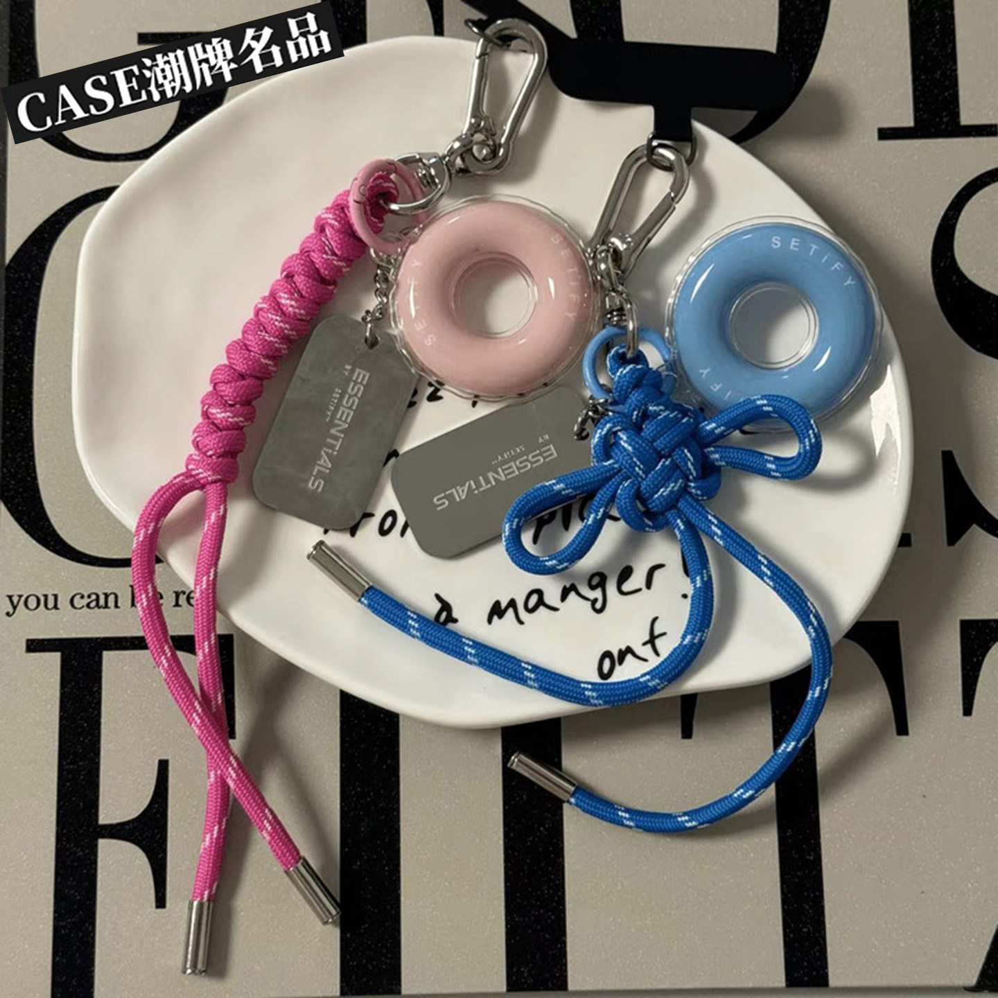 游泳圈手机挂绳吊坠饰品短款手腕带潮牌挂件个性手链珠串可爱女款