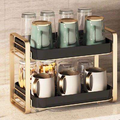 Storage Rack Double-layer Tea Cup Tray Light Luxury Style