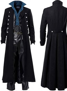 男士蒸汽朋克复古夹克哥特式维多利亚时代青蛙外套制服万圣节服装