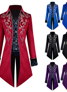 万圣节欧美燕尾服中世纪复古服装朋克男款大衣派对服饰时尚