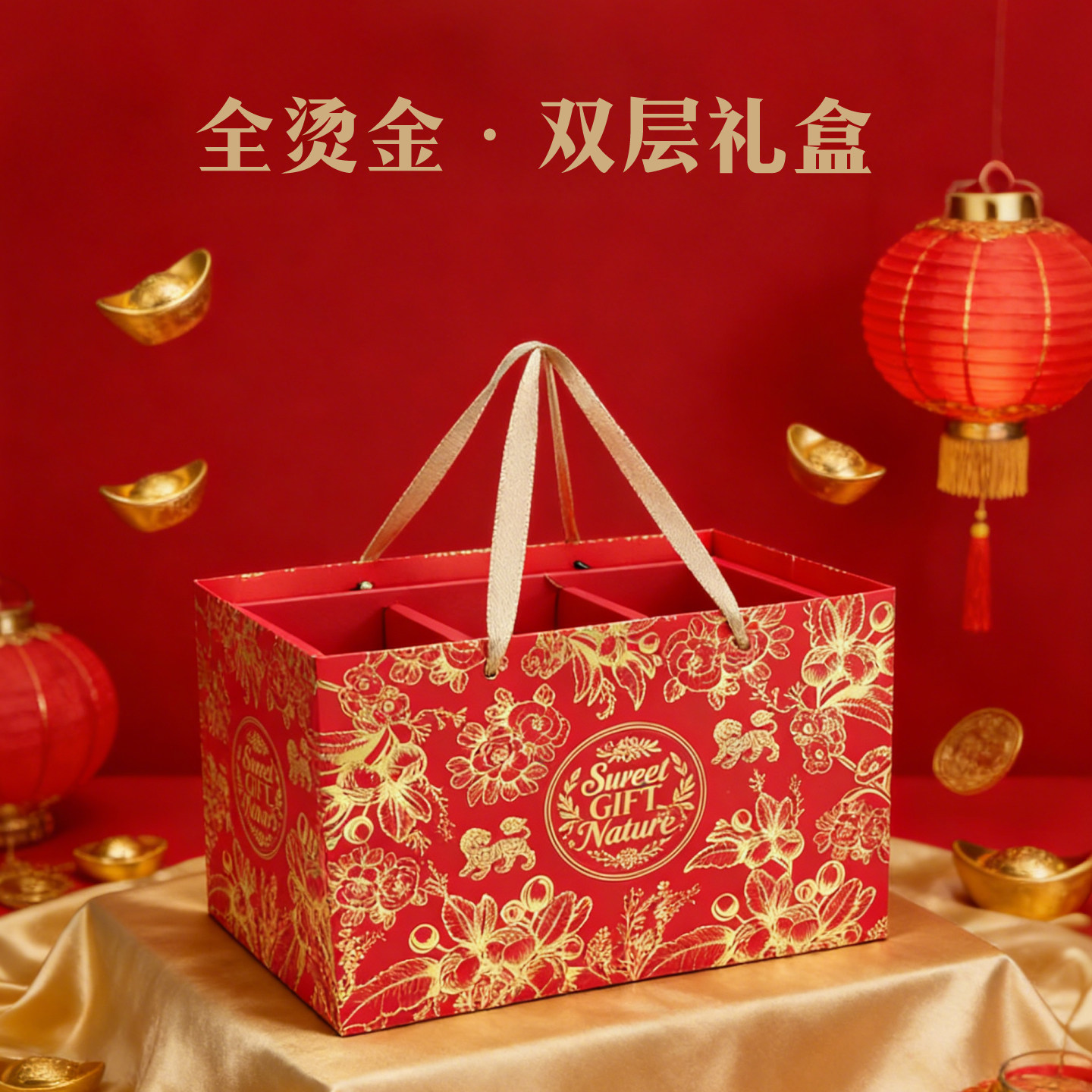 全烫金双层水果礼盒高档包装盒马礼品盒