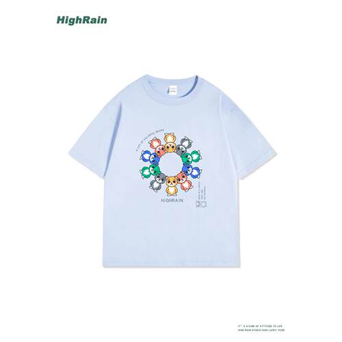 HighRain彩色小熊印花T恤2026夏