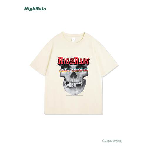 HighRain高街暗黑骷髅印花短袖