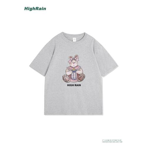HighRain可爱兔子印花T恤女夏季